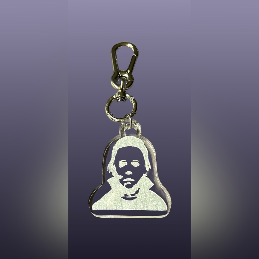 Michael Meyers Engraved Keychain Laser Etch Handmade Resin Horror Halloween 80s